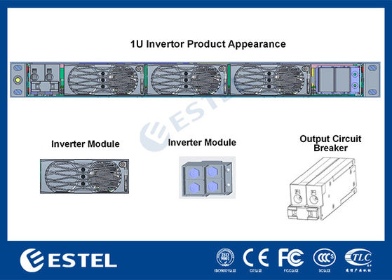 Inversor DC para AC de 48VDC para 220VAC, altura compacta 1U, para sistema de energia de telecomunicações