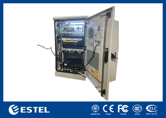 Gabinete de telecomunicações externo padrão de 19 polegadas 18U com sistema de refrigeração integrado e porta frontal de aço inoxidável