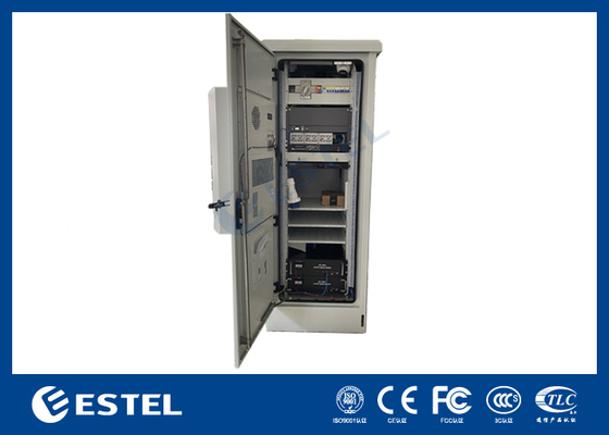 Gabinete de telecomunicações externo padrão de 19 polegadas 18U com sistema de refrigeração integrado e porta frontal de aço inoxidável