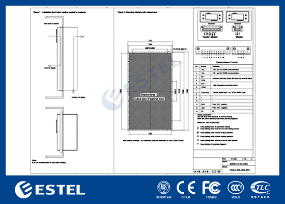 48VDC 325W/K Trocador de calor de gabinete com comunicação RS485 MODBUS RTU