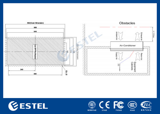 EX12DHC1B Trocador de calor CC de alta eficiência para gabinetes de telecomunicações externos – Capacidade de aquecimento de 120W/K, faixa de operação de -40°C a +55°C, proteção IP55, entrada CC de -48V, controle remoto suportado