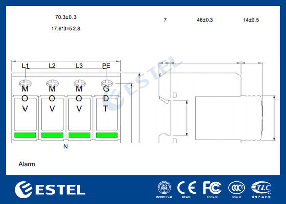 Dispositivo de Proteção contra Surtos (DPS) M1L385-40 II para Distribuição de Energia - Corrente de Surto de 40kA, 230V/400VAC, Porta de Alarme Remoto, Instalação em Trilho DIN, IP20, Proteção Classe C