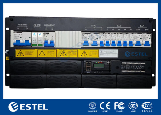 Sistema de retificador modular de telecomunicações de 18 kW atualizável com distribuição de energia AC e DC