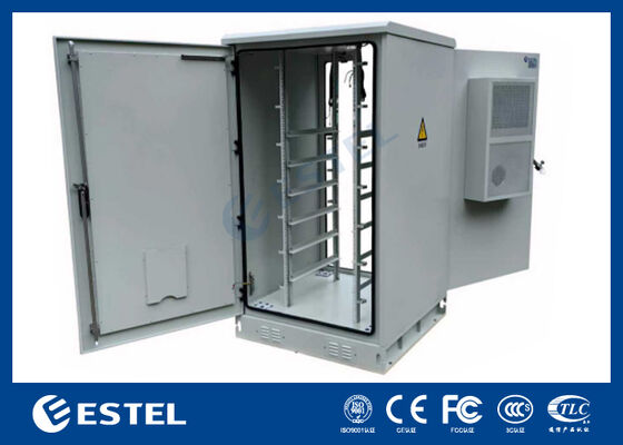 Outdoor Floor Standing Telecom Cabinet with Double Doors and Internal 19 Inch Rack Structure