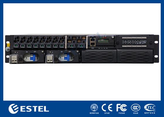 ET48100P5E22 Sistema de distribuição de energia CC montado em rack para redes de telecomunicações com 8 saídas de alimentação 2 entradas de bateria e monitoramento integrado