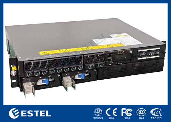 ET48100P5E22 Sistema de distribuição de energia CC montado em rack para redes de telecomunicações com 8 saídas de alimentação 2 entradas de bateria e monitoramento integrado