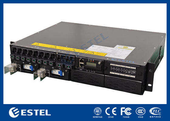 Unidade de alimentação de corrente contínua de rack fino para armários de telecomunicações e salas de equipamento de rede com caixa de metal fechada
